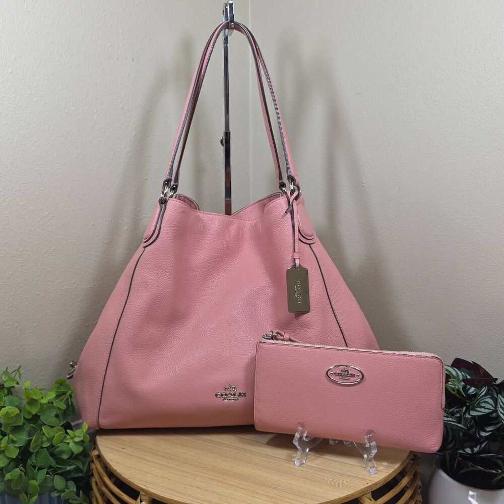 Coach Blush Pink Edie Shoulder Bag + Matching Wallet